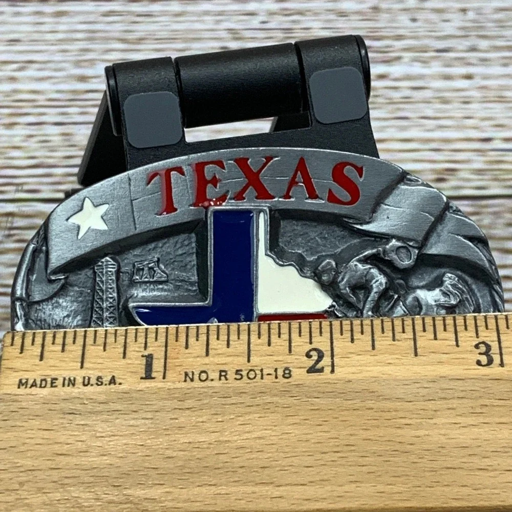 Vintage 1988 Texas Belt Buckle Lone Star State Armadillo Rodeo‎ Cowboy USA Made